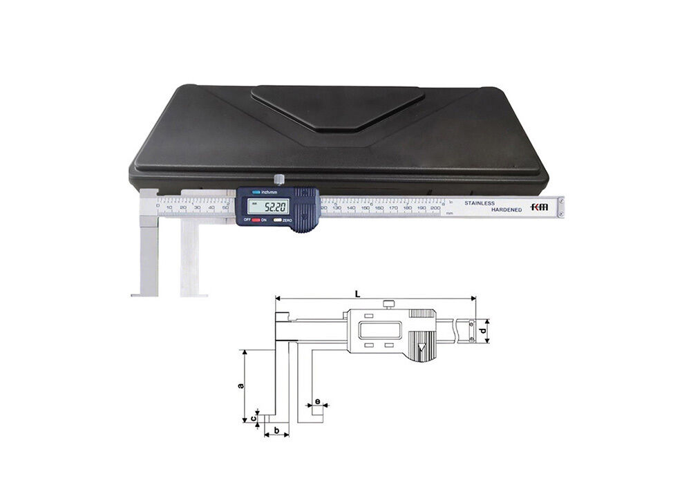 15-200mm/0.6-8" Knife Point Internal Groove Digital Caliper Special Measuring Tool
