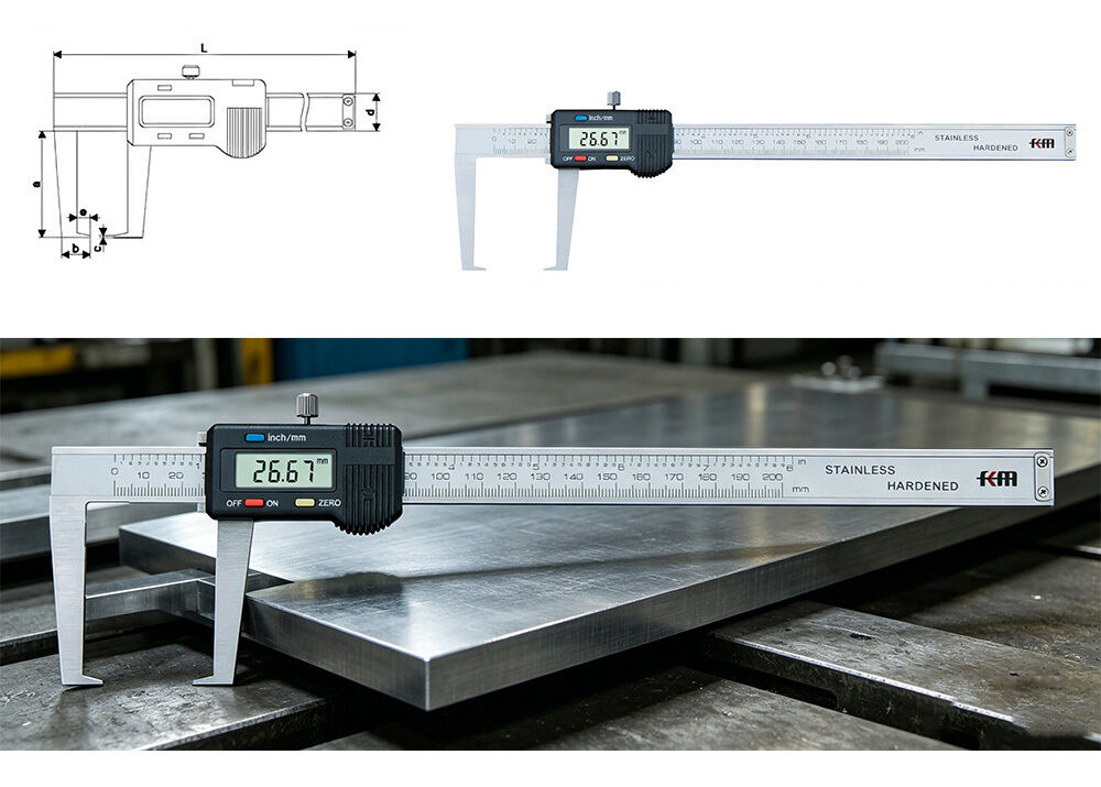 Flat Head 0-500mm/0-20" External Groove Caliper for Step Groove & Retaining Ring Measurement